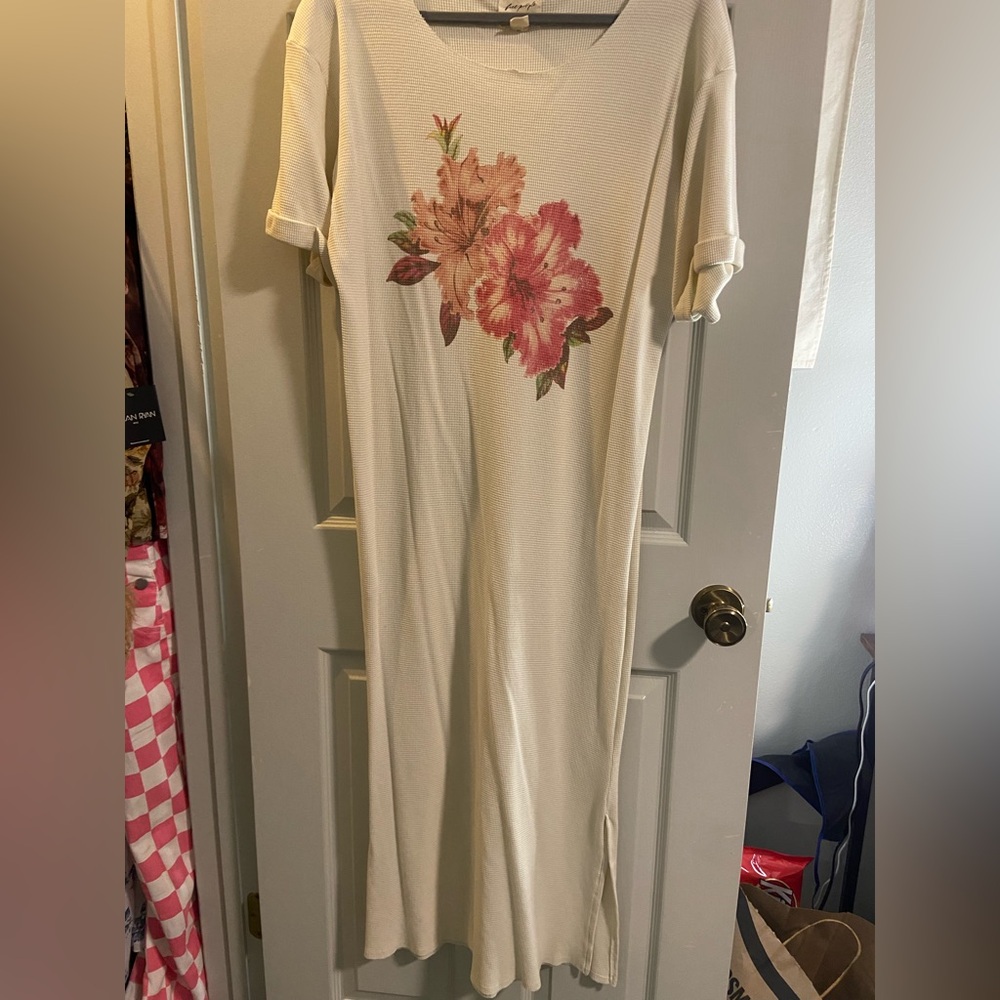 Floral Print Cream Maxi Dress